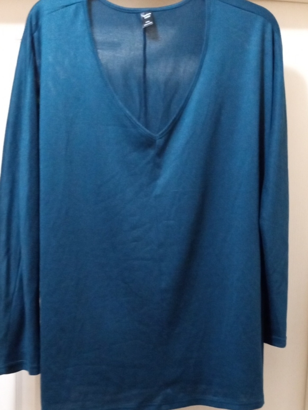 💲1⃣▶SHEIN Teal V-Neck Long Sleeve Top
